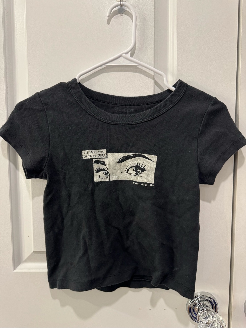 Brandy Melville Black Tee with White Eye Graphic